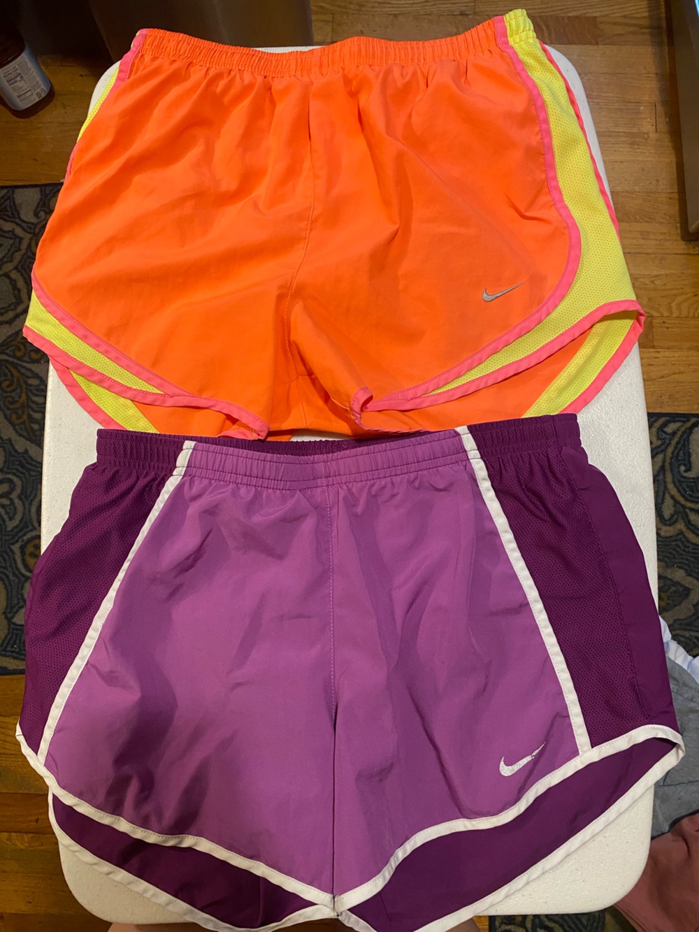 Nike Women’s Colorblock Athletic Shorts & Liner - Orange, Purple, Yellow